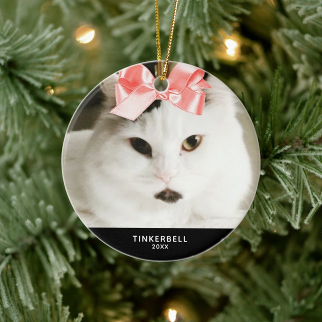 Ihr Chat-Foto Personalisiertes Jahr Keramik Ornament (Baum)