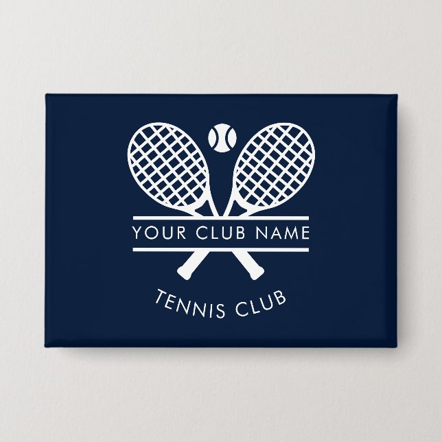 Ihr Clubname Tennis Sports Navy Blue Button (Vorderseite)