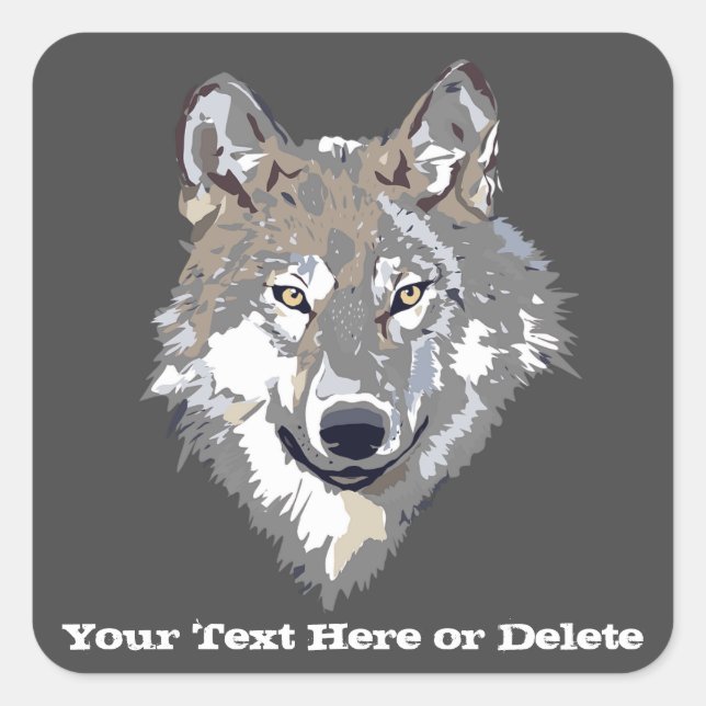 Ihr Cooler Text-/Farblone-Wolf Quadratischer Aufkleber (Vorderseite)