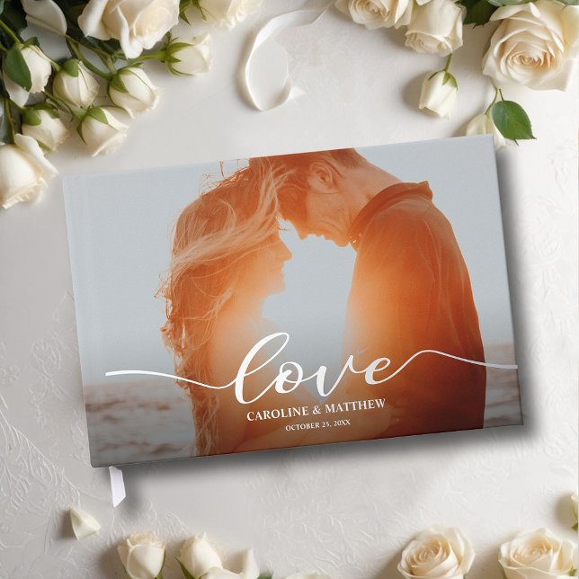 Ihr Cover Foto Hochzeit Gästebuch (Wedding guest book, your photo with "love" and your details in real silver, gold or rose gold foil)