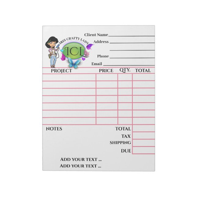 Ihr Crafty Invoice Notepad Notizblock (Rotiert)