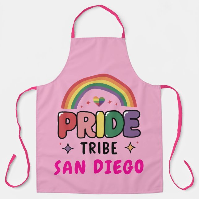 IHR CUSTOM Pride TRIBE farbenfroher LGBTQ+ Regenbo Schürze (Vorderseite)
