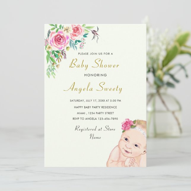 Ihr Design Niedliche Baby Dusche Einladung Vorlage (Stehend Vorderseite)