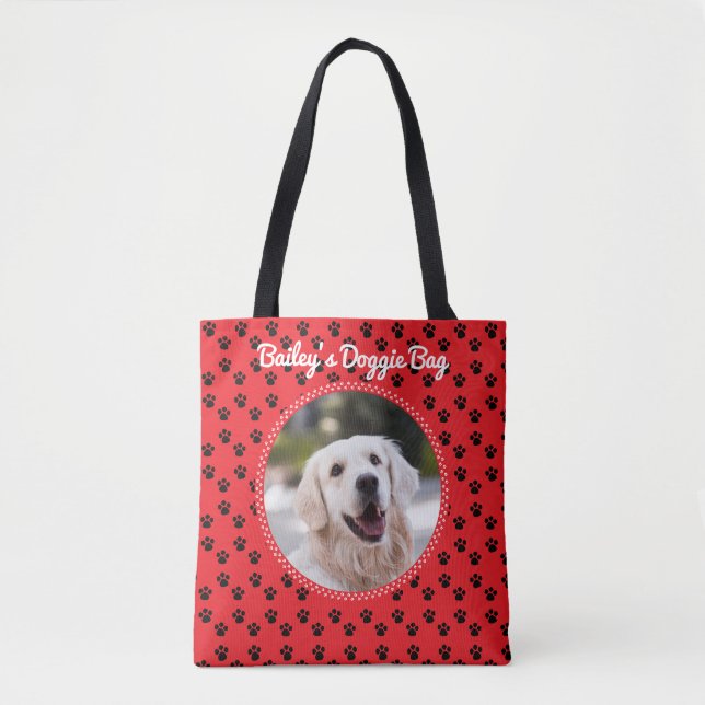 Ihr Doggie-Foto und Niedliches Druckmuster Tasche (Vorderseite)