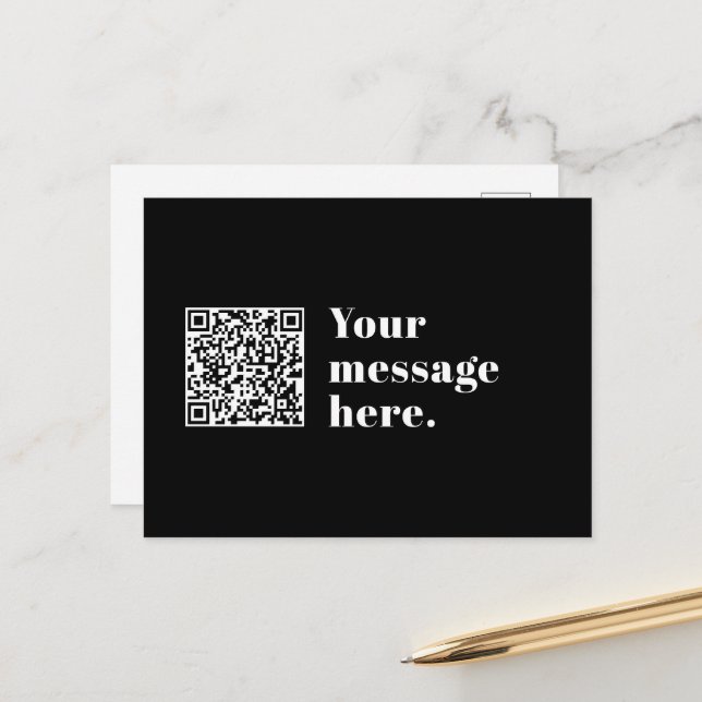 Ihr eigener hochgeladener QR-Code und bearbeitbare Postkarte (Vorderseite/Rückseite Beispiel)
