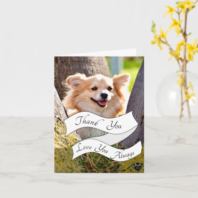 Ihr eigener Meldungshund danke Ihnen Karte (Gelbe Blume)