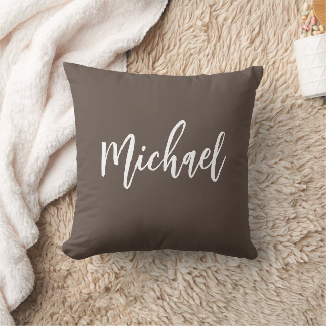 Ihr eigener Name Eleganza Brown Calligraphy Kissen (Decke)