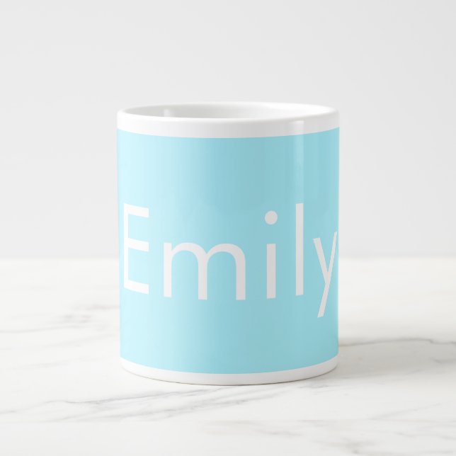 Ihr eigener Name oder Wort | Soft Sky Blue Jumbo-Tasse (Vorderseite)