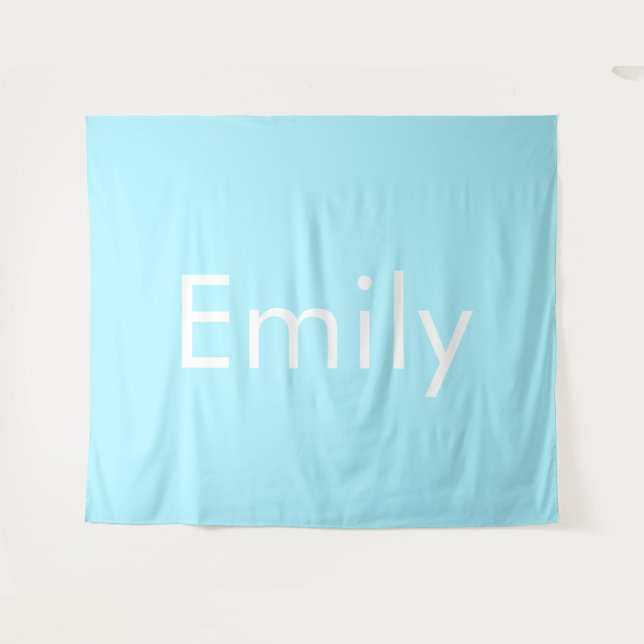 Ihr eigener Name oder Wort | Soft Sky Blue Wandteppich (Vorderseite (Horizontal))
