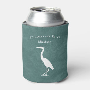 Ihr eigener Text aquamarin Blue Heron Egret Silhou Dosenkühler
