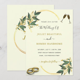 Ihr eigenes Design Blätter Gold Hochzeit Einladung