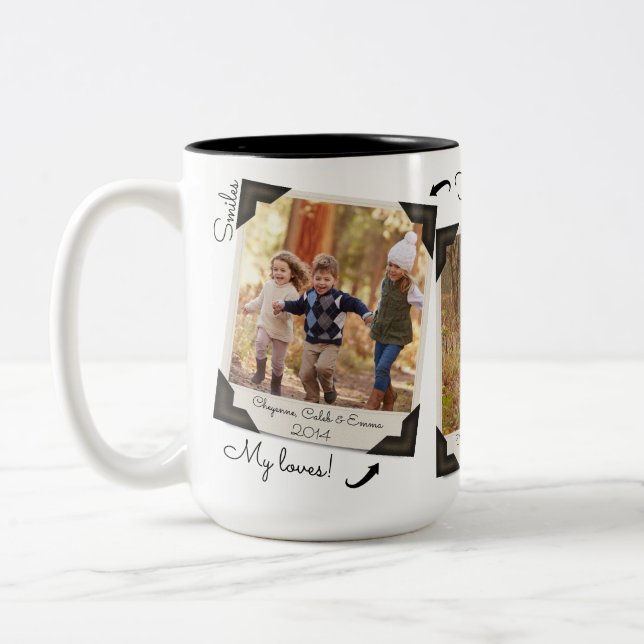 Ihr eigenes Foto-Album komplett Personalisiert Zweifarbige Tasse (Links)