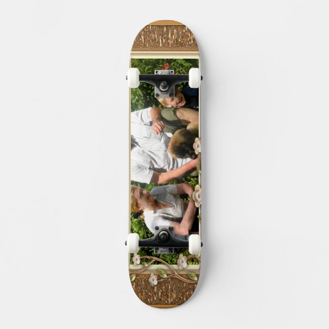 Ihr eigenes Foto in einem Golden Blume Rahmen! - Skateboard (Vorderseite)