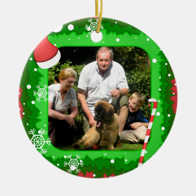 Ihr eigenes Foto in einem Weihnachtsrahmen! - Keramikornament (Vorne)