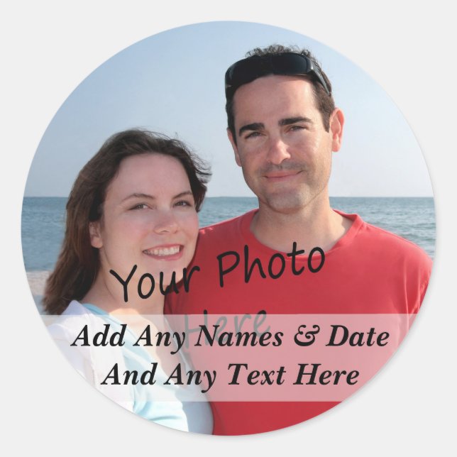 Ihr eigenes Foto und benutzerdefinierte Textkleber Runder Aufkleber (Vorderseite)