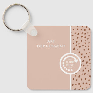 Ihr eigenes LOGO Trendy Beige & Terracotta Dots Schlüsselanhänger