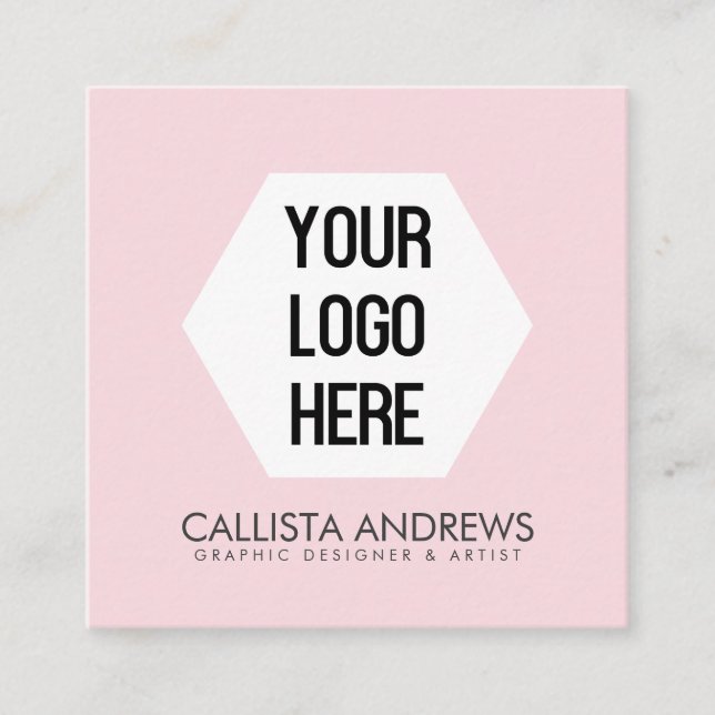 Ihr einfaches Logo Moderne rosa Schwarze Typografi Quadratische Visitenkarte (Vorderseite)