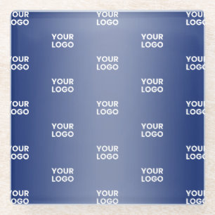 Ihr einfaches wiederholendes Logo Blauer Farbver Glasuntersetzer