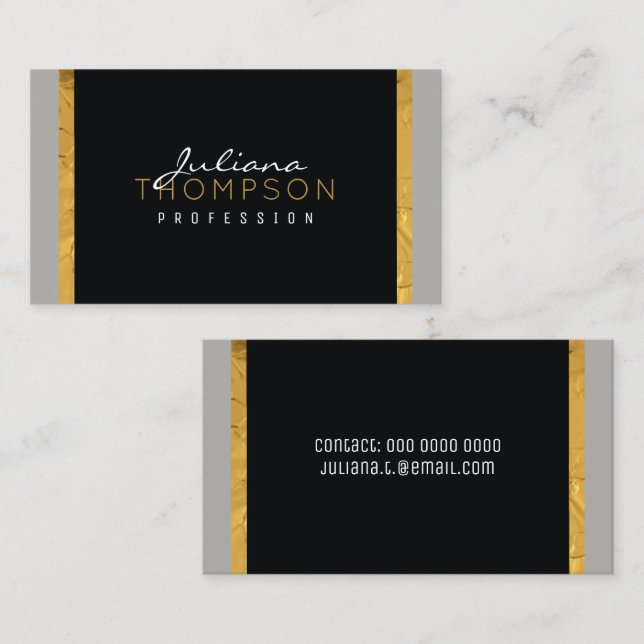 Ihr eleganter Luxus in Schwarz, Gold und Grau Visitenkarte (Vorne/Hinten)