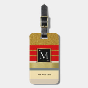 Ihr elegantes Monogramm mit elegantem Streifenweg Gepäckanhänger