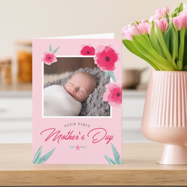 Ihr erstes Blume-Foto der Mutter Karte (Your First Mother's Day Flower Photo Greeting Card)