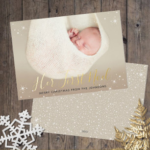 Ihr erstes Weihnachtslied Baby's erstes Weihnachts Folien Feiertagskarte
