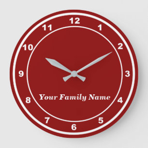 Ihr Familienname auf roter runder Wanduhr