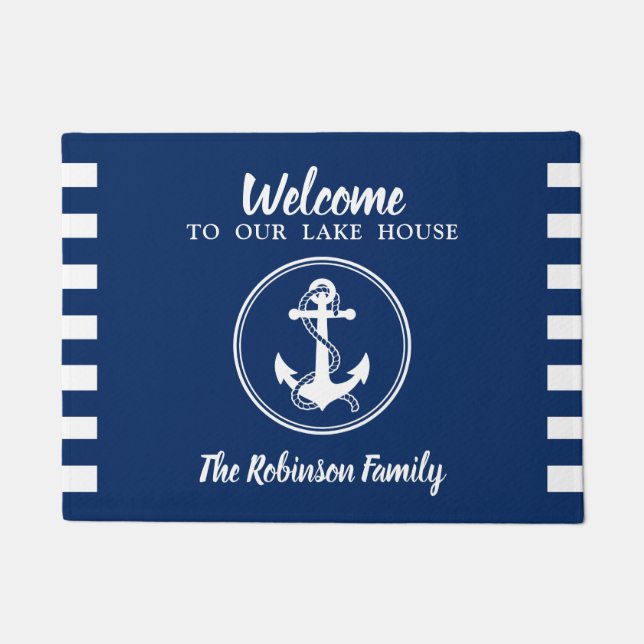 Ihr Familienname Lake House Anchor & Rope Fußmatte (Vorderseite)