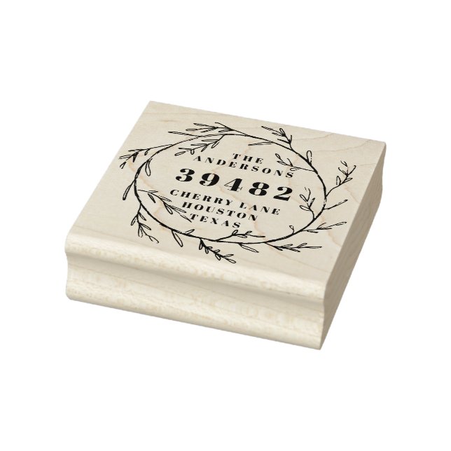 Ihr Familienname Rücksendeadresse Wreath Rubber St Gummistempel (Stempel)