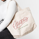 Ihr Familienname Weihnachten Modern Script Familie Jumbo Stoffbeutel<br><div class="desc">Modernes,  minimalistisches Weihnachtskalligrafiedesign mit Ihrem Familiennamen! Diese niedliche Tasche ist einfach,  aber klassisch in Rot und Grün gehalten und eignet sich hervorragend für Feierlichkeiten! Rock the holidays in unseren personalisierten Tasche mit modernem Drehbuch. Das ist die Saison für stilvolle Freude! 🛍️ 🎄 #ChristmasStyle #FamilyFun</div>