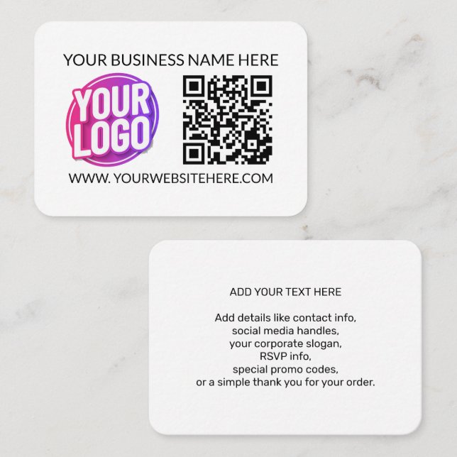 Ihr Firmen-Logo & QR-Code & Text des Unternehmens- Visitenkarte (Vorne/Hinten)