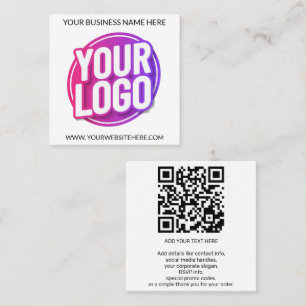 Ihr Firmen-Logo und QR-Code & Text Quadratische Visitenkarte