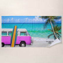 Ihr Firmenlogo Beach Pink Van & Surfboard