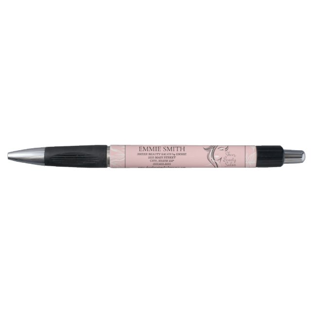 Ihr Firmenlogo Feminine Girl Pink White Pen Kugelschreiber (Vorderseite)