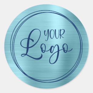 Ihr Firmenlogo hier Metallic Robin Egg Blue Runder Aufkleber