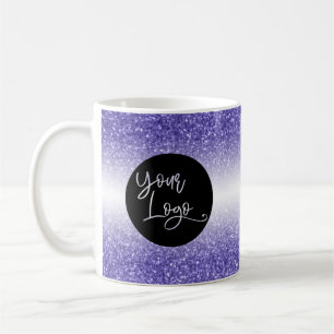 Ihr Firmenlogo lila Glitter und weißer Ombre Kaffeetasse