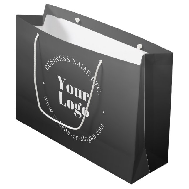 Ihr Firmenlogo oder Ihr Design und Ihr bearbeitete Große Geschenktüte (Vorderseite Schrägansicht)
