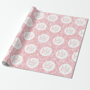 Ihr Firmenlogo Rosa Glitzer Promo Geschenkpapier