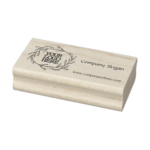 Ihr Firmenlogo Slogan Website Blätter Wreath Gummistempel