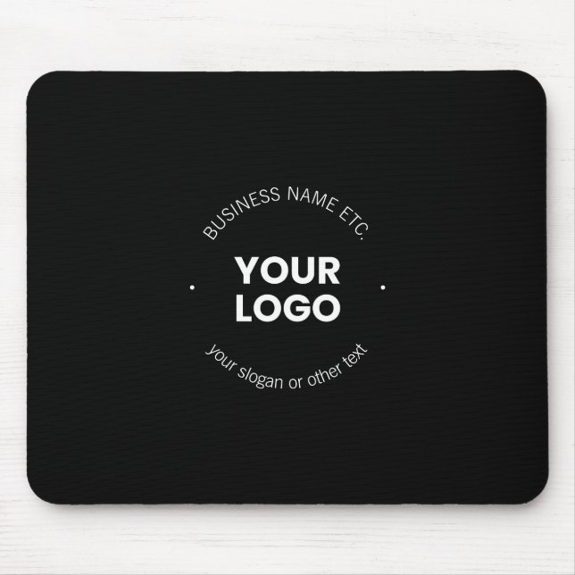 Ihr Firmenlogo und bearbeiteter Text | Schwarz/Wei Mousepad (Vorne)