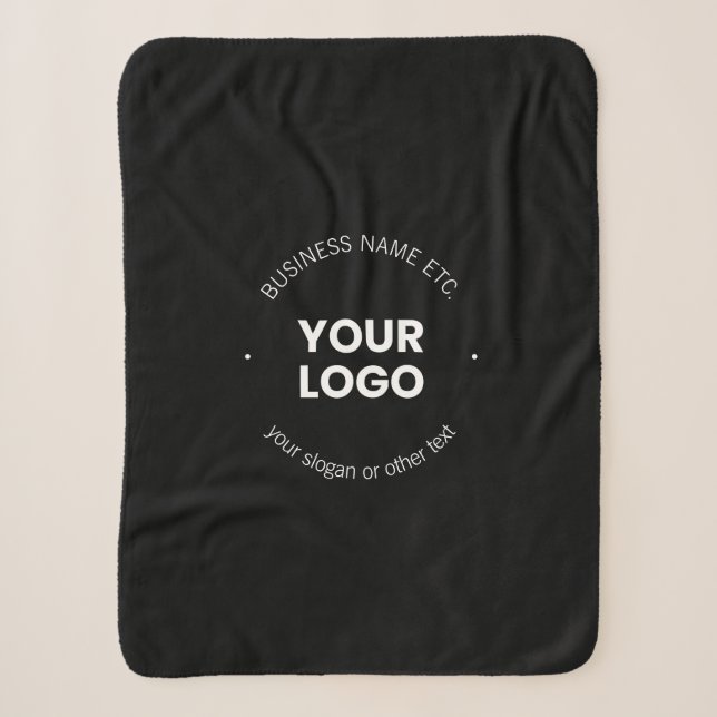 Ihr Firmenlogo und bearbeiteter Text | Schwarz/Wei Sherpadecke (Vorderseite)