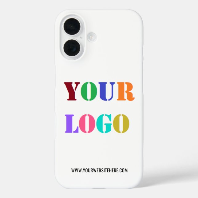 Ihr Firmenlogo und eine benutzerdefinierte Textvor iPhone 16 Hülle (Rückseite)