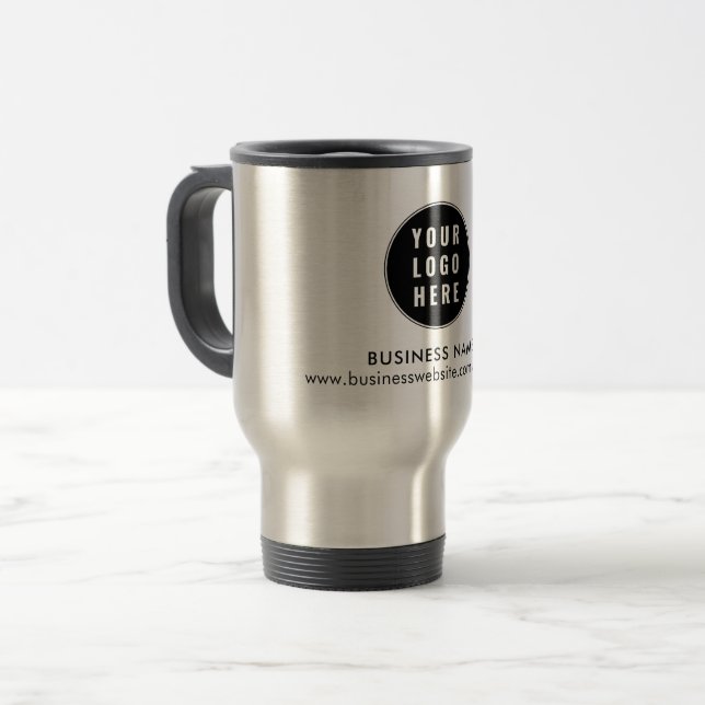 Ihr Firmenlogo und Firmenwebsite - Benutzerdefinie Reisebecher (Vorderseite Links)