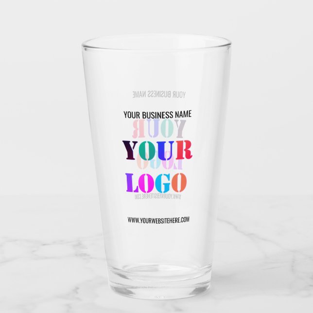 Ihr Firmenlogo und Ihr benutzerdefiniertes Geschäf Glas (Vorderseite)