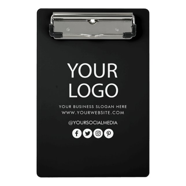 Ihr Firmenlogo und Ihre Textfirma als schwarz geke Mini Klemmbrett (Vorderseite)