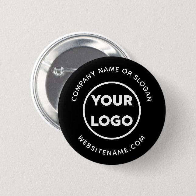 Ihr Firmenlogo und Text auf der schwarzen Firmenob Button (Vorne & Hinten)