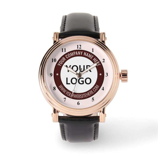 Ihr Firmenlogo und Text Personalisiert aufzeichnen Armbanduhr (Vorderseite)