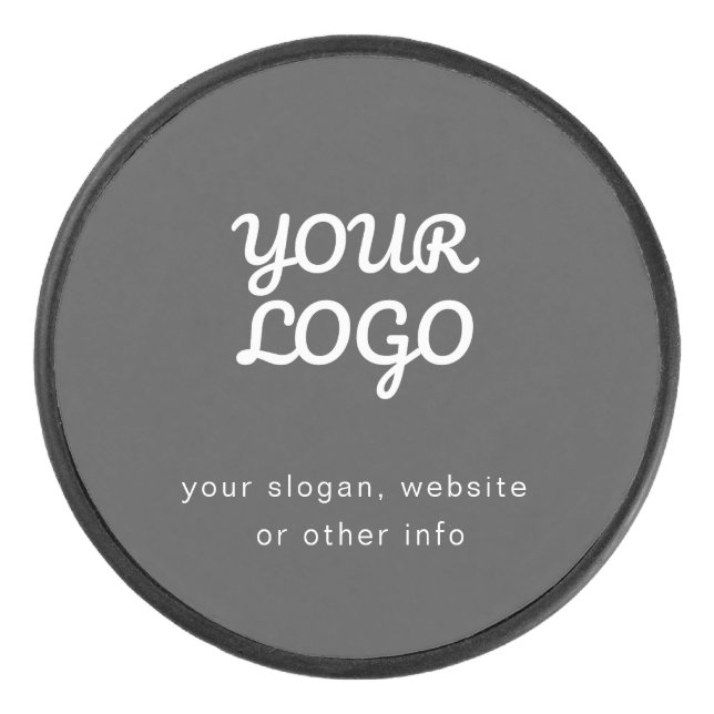 Ihr Firmenlogo und Text | Stilvoll dunkelgrau Eishockey Puck (Vorderseite)