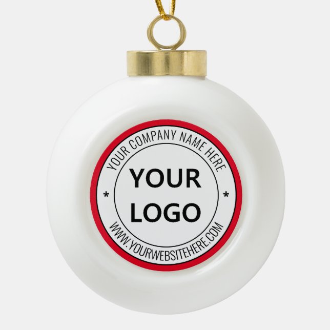 Ihr Firmenlogo und Weihnachtsdekoration im Text Keramik Kugel-Ornament (Vorderseite)