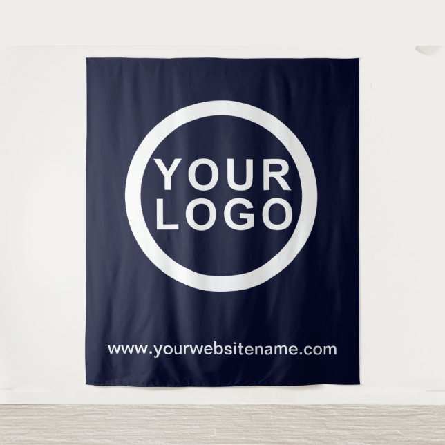 Ihr Firmenlogo | Website Moderner blauer Hintergru Wandteppich (Vorderseite)
